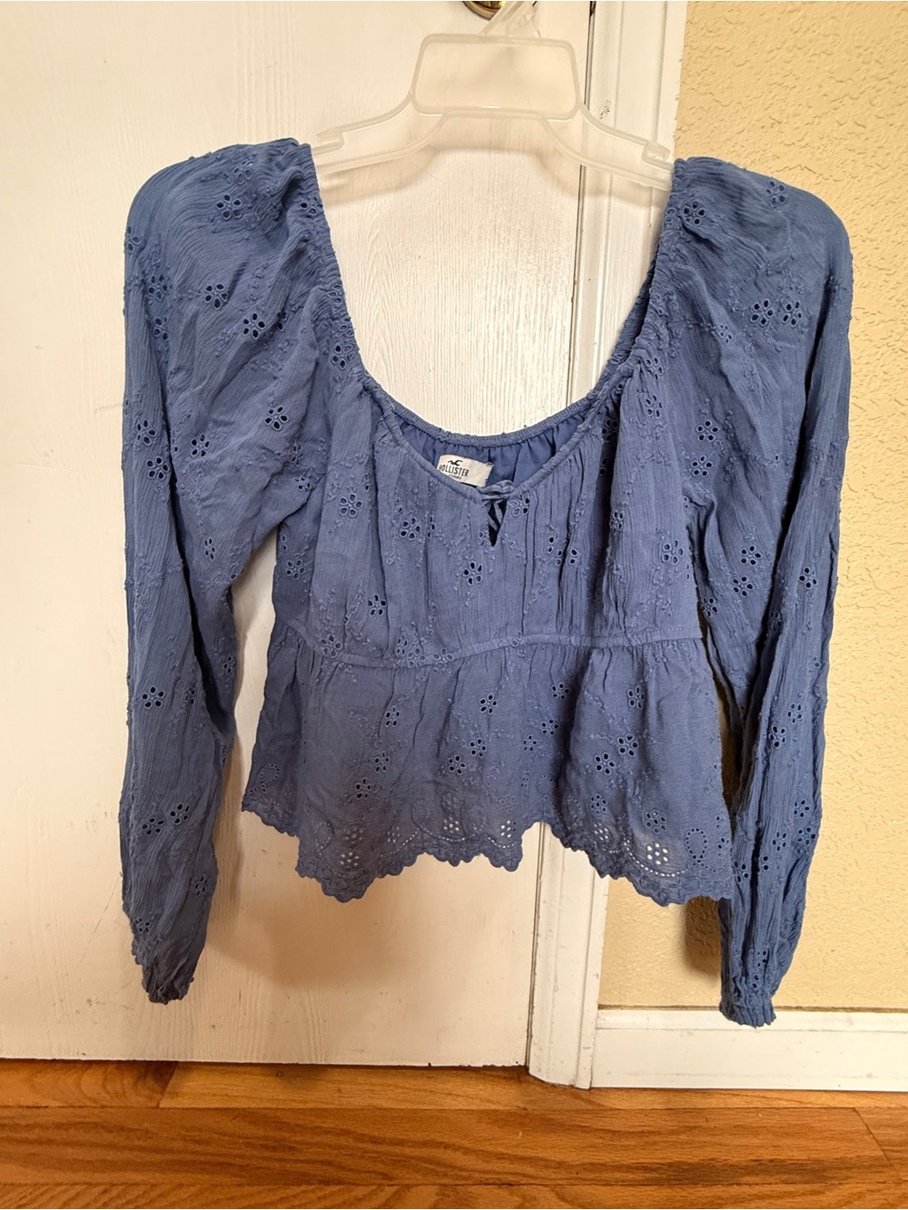 Hollister Blue Eyelet Peplum Top